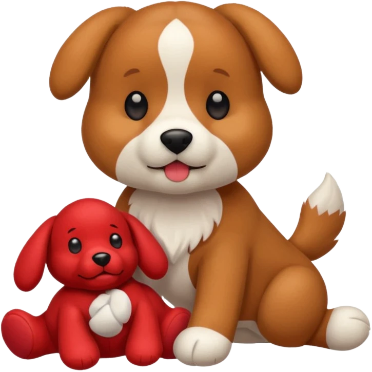 Dog playing with a stuffed animal emoji