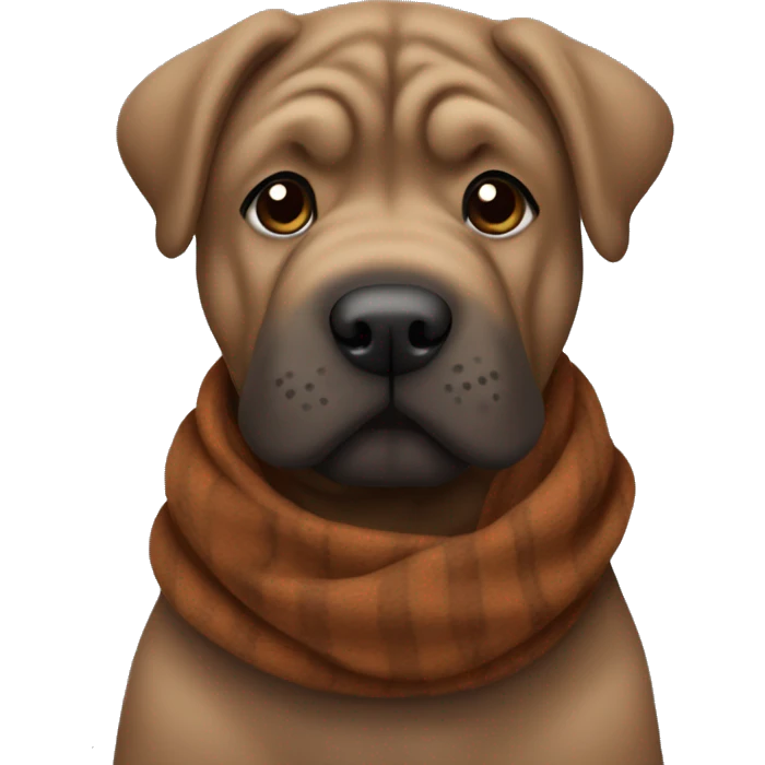 dark brown shar pei wearing a scarf emoji