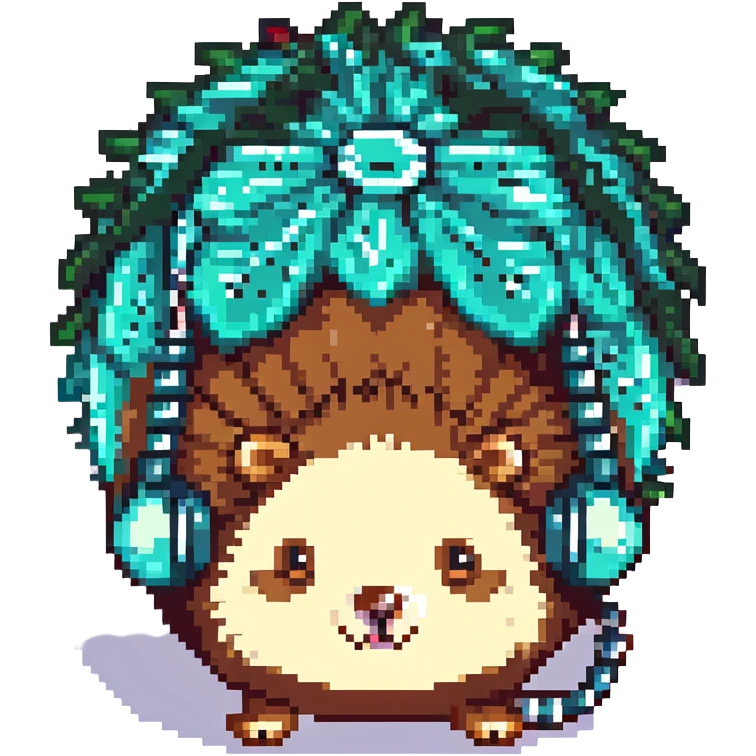pixel art hedgehog listening to music with bone conduction earphones emoji