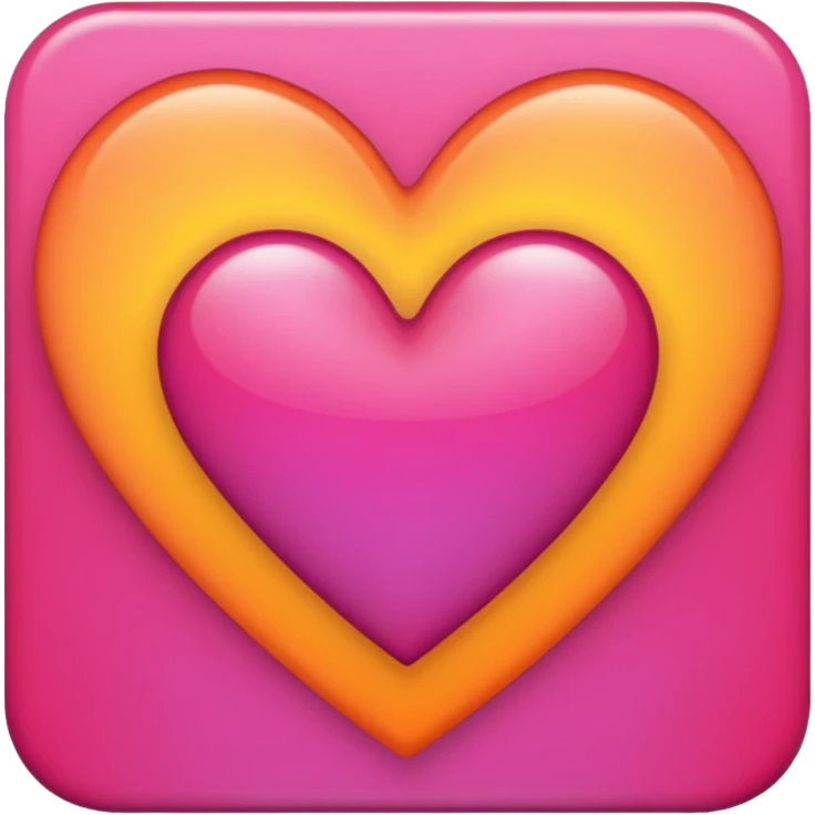 Bright yellow to orange to dark pink gradient heart emoji