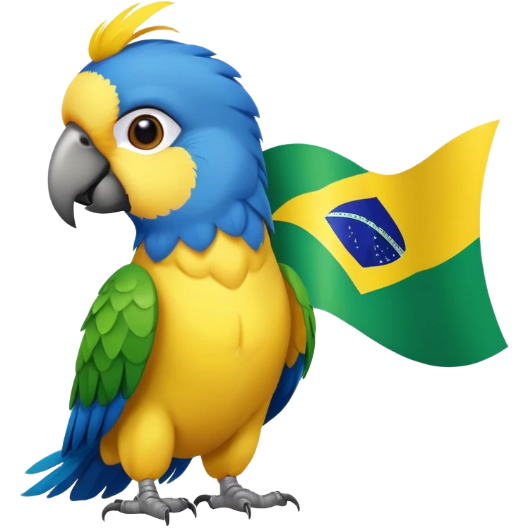 A parrot holding a Brazilian flag  emoji