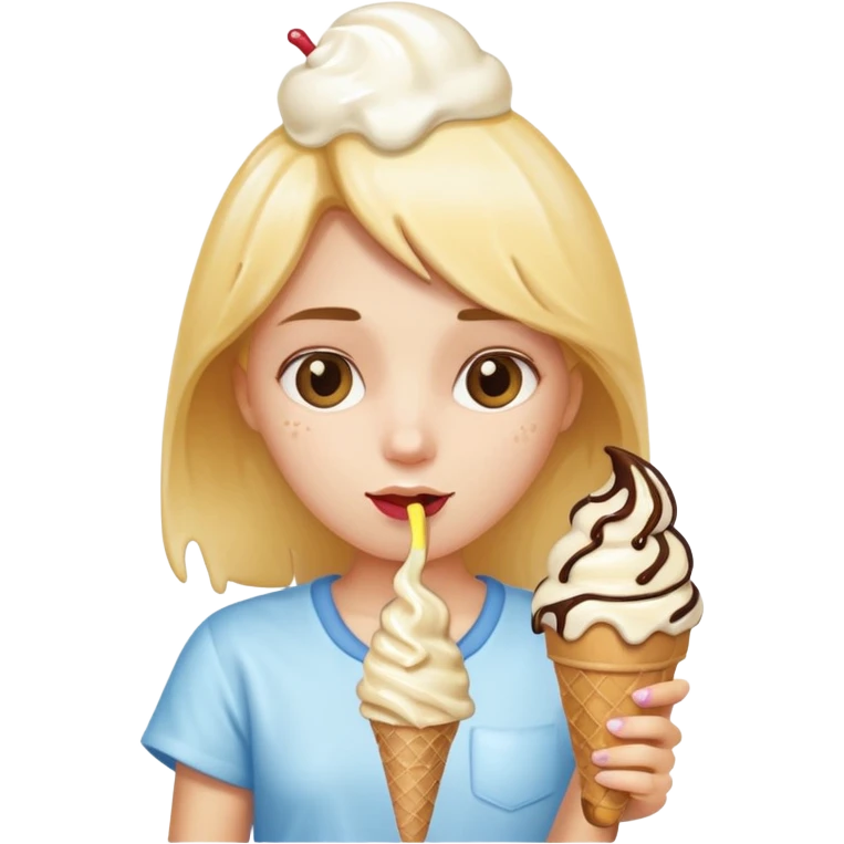 Girl holding an ice cream emoji