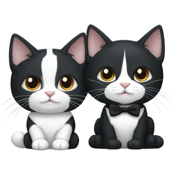Tuxedo cat twins emoji