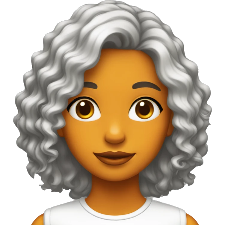 chica con cabello color naranja, cabello rizado, y blanca emoji