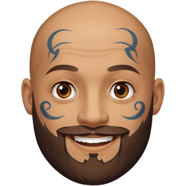 bald bearded man with face tattoo emoji