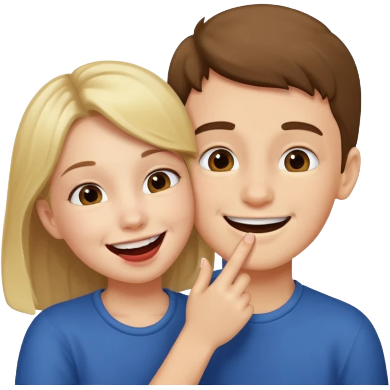 Girl biting boy cheek emoji