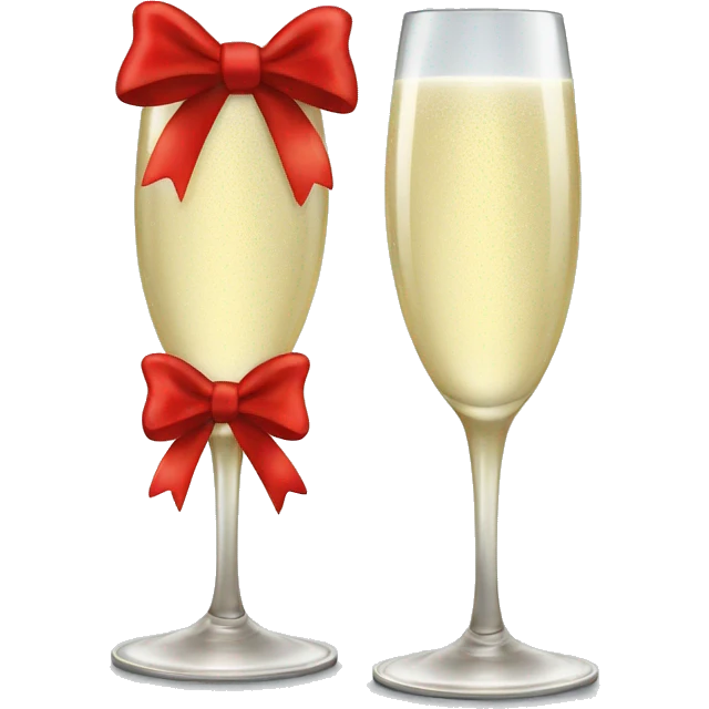 Champagne glass with red bow on the stem  emoji