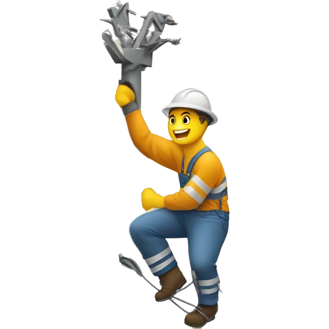 a lineman working on a power line emoji