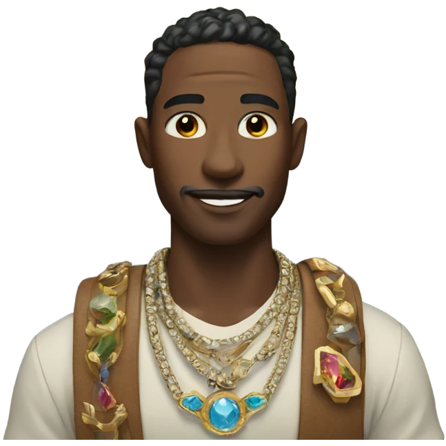 male portrait with jewelry on a mountain emoji