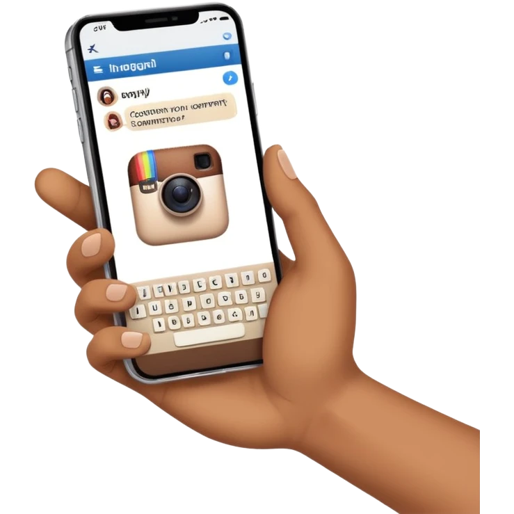 smartphone wirting an instagram comment emoji