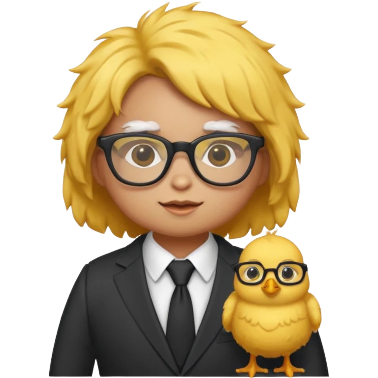 chick animal with glasses, wearing suit emoji