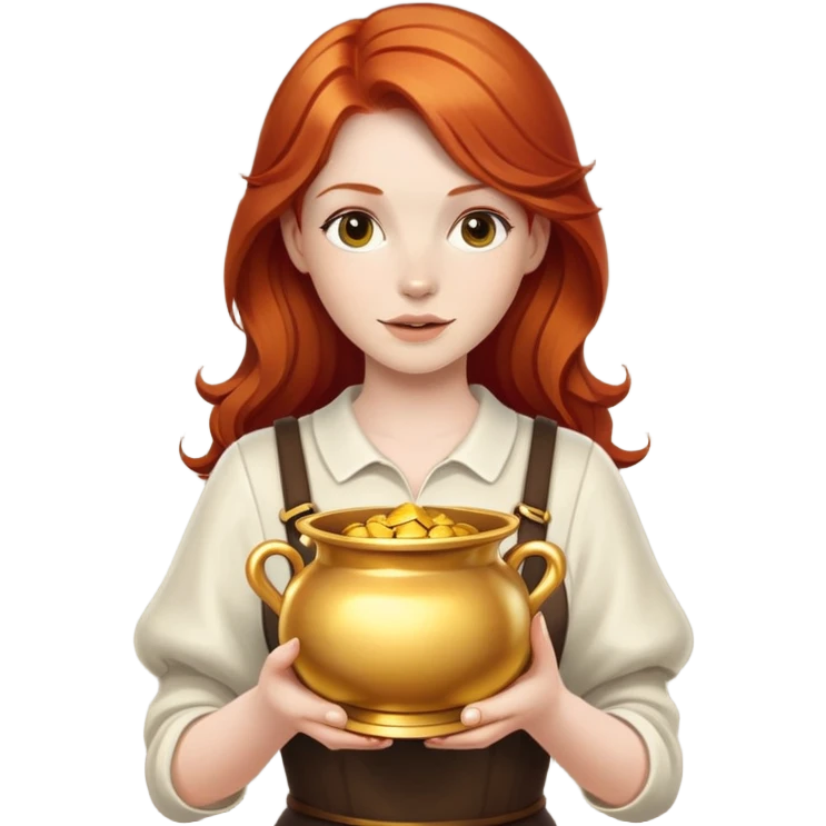 Redhead with a gold pot  emoji