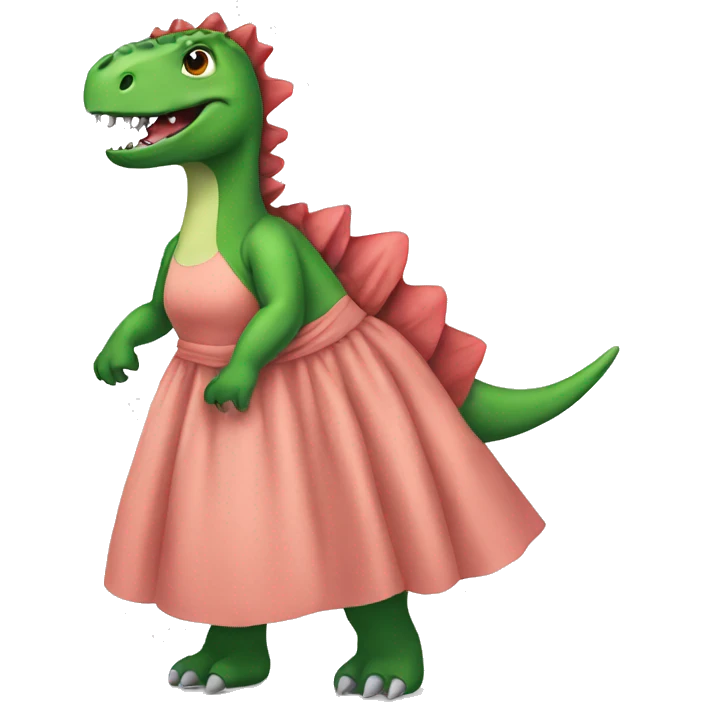 Dinosaur wearing a dress emoji