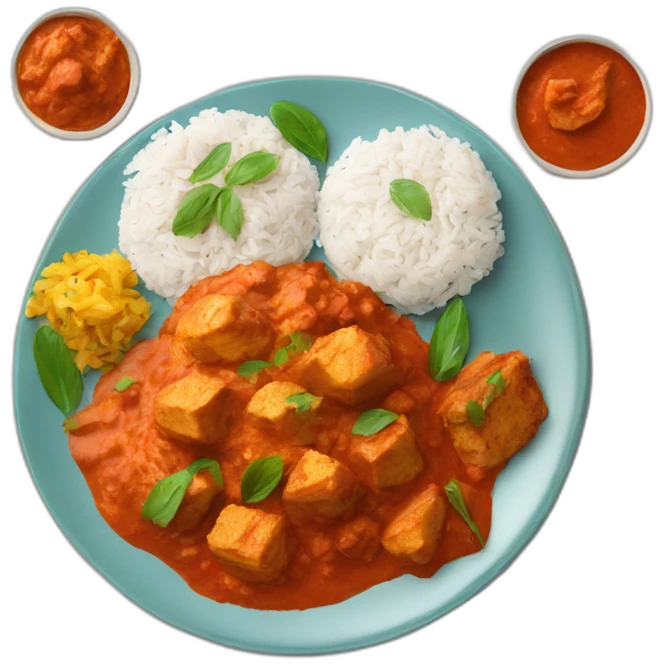 tikka masala, scramble and rice on a plate emoji