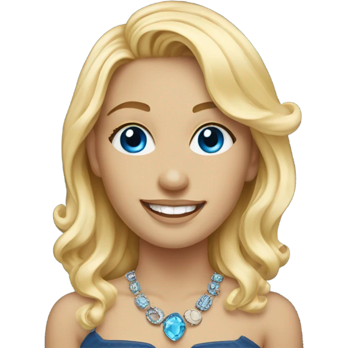 happy solo portrait with jewelry blonde hair blue eyes emoji