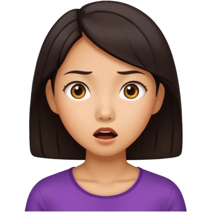female with surprised face, Asian features emoji