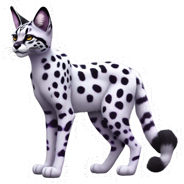 Epic Edgy Colorful Cool Cute Realistic Black White Purple ethereal Serval-Fionbri full body emoji
