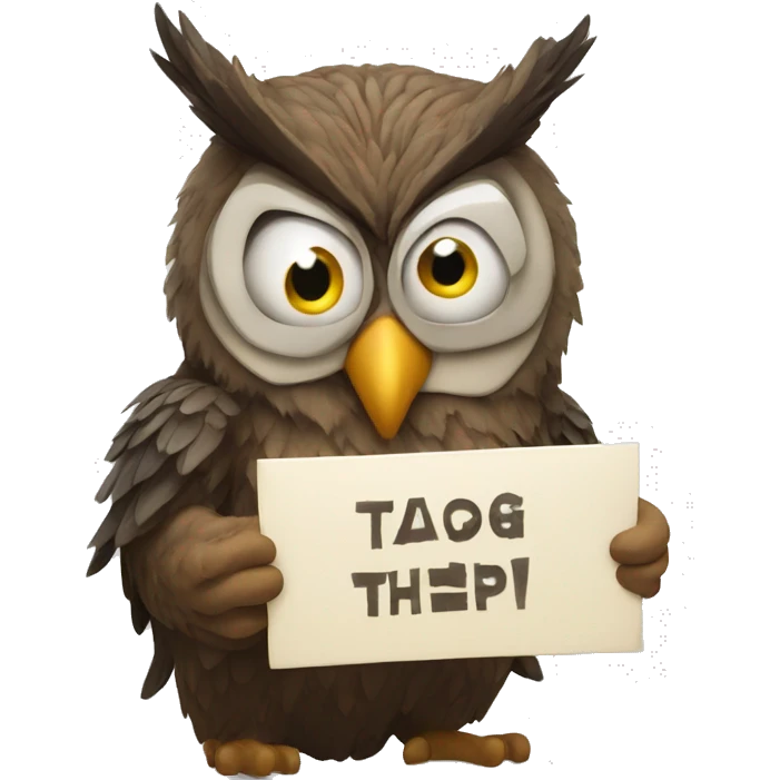 Mad Owl holding rigged sign  emoji