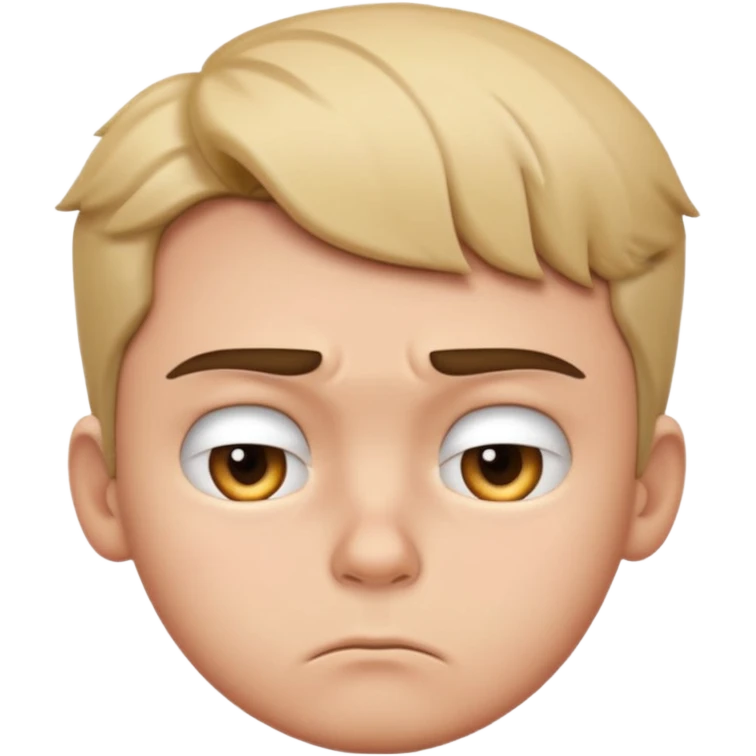 profile picture of a pouting boy, emoji style, furrowed brows, glaring eyes, simple background emoji