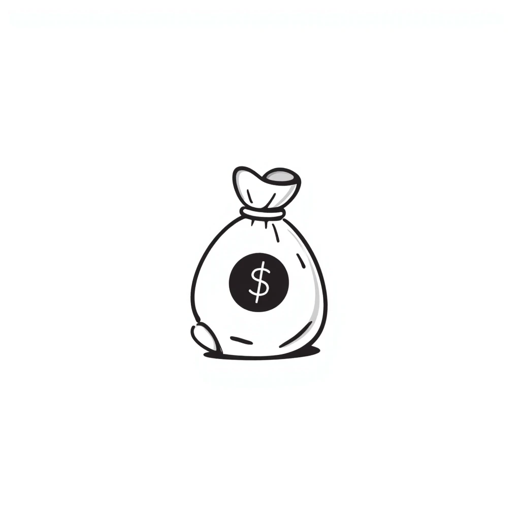 hand-drawn money bag with dollar sign emoji