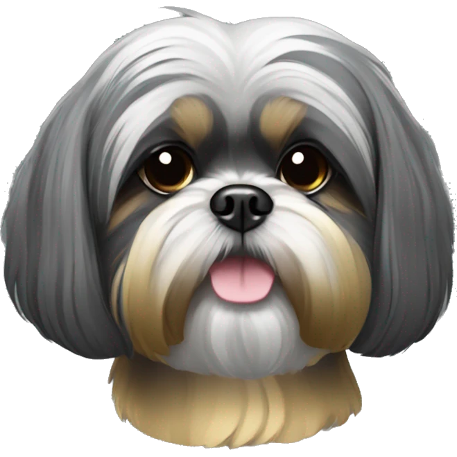 Dark grey and gold Shih tzu emoji