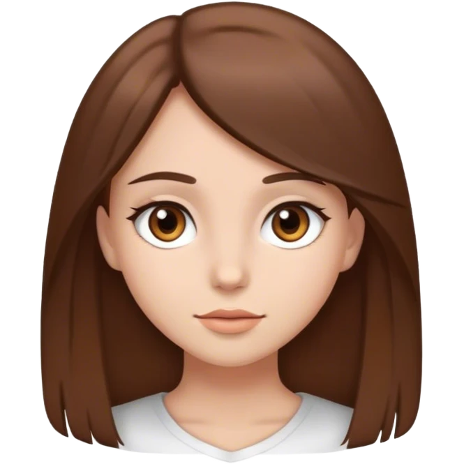 Menina de cabelo marrom olho marrom cabelo liso emoji
