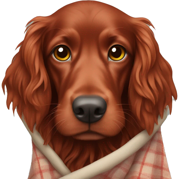 Red setter wrapped in blanket emoji