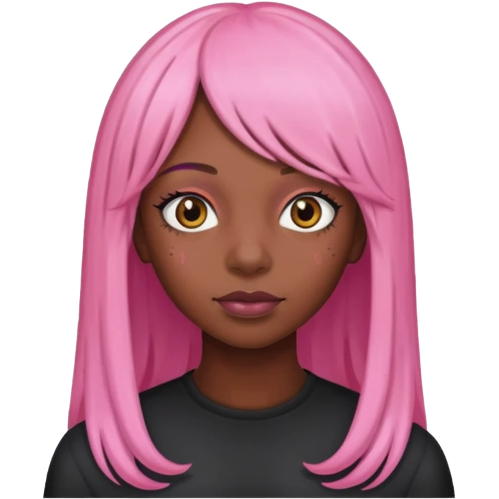 Black girl with long pink wig emoji