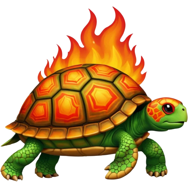 Turtle walking in fire emoji