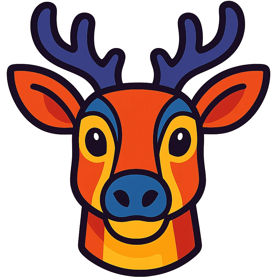 deer's face vibrant cartoon style emoji