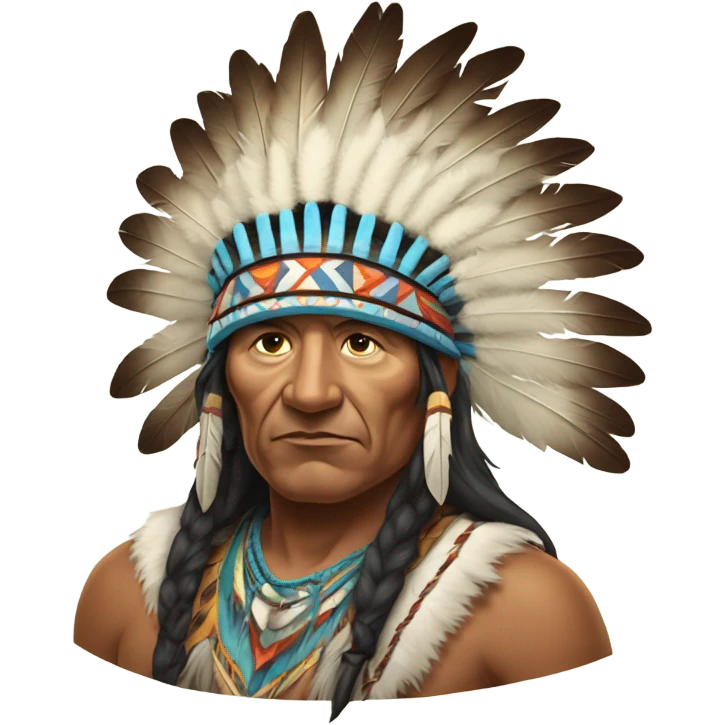 Native American chief with head dress and hatchet  emoji