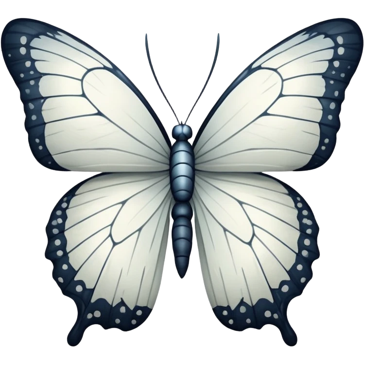 crackled dead non symmetrical white butterfly emoji