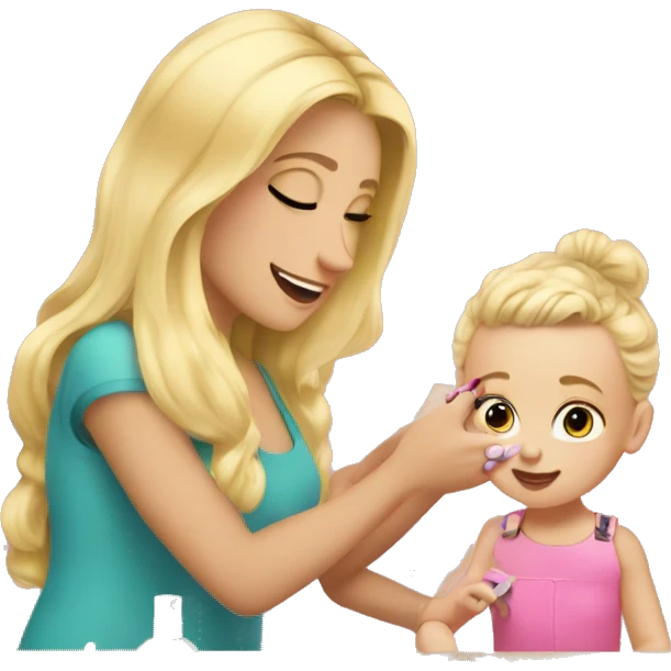 blonde babydaughter gives blonde dad a manicure emoji