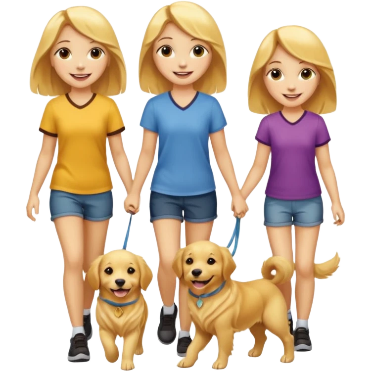 Three girls and two dogs on a hot girl walk  emoji