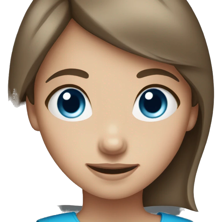 girl with short brown hair and blue eyes emoji