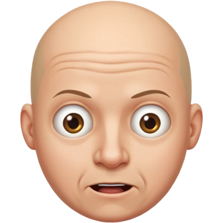 A bald person with a comically large head emoji