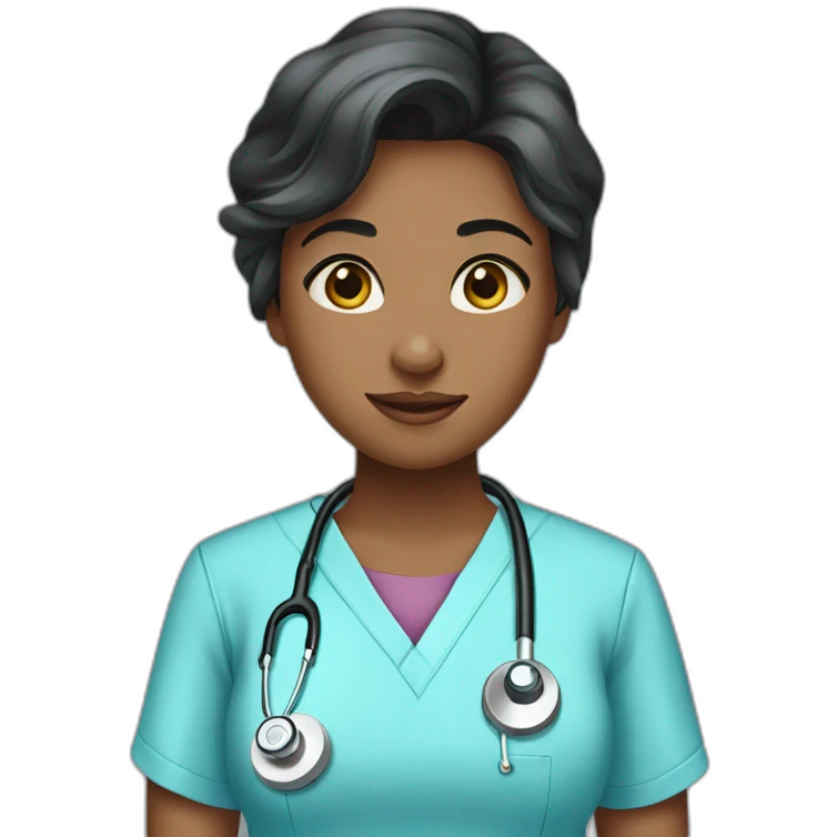 female black hair fair Skin doctor in baby blue scrubs emoji