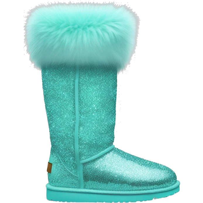 Realistic tiffany blue Sparkle glitter and fur Ugg boots. emoji