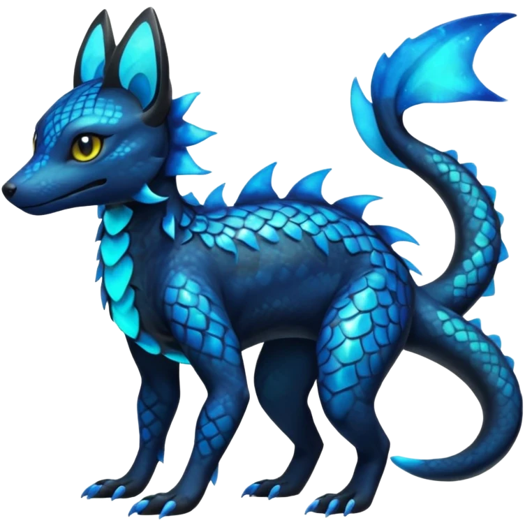 L Scaley Exotic Salandit-Aurorus-Umbreon-Fakémon-hybrid-creature (full body), 4 legs emoji