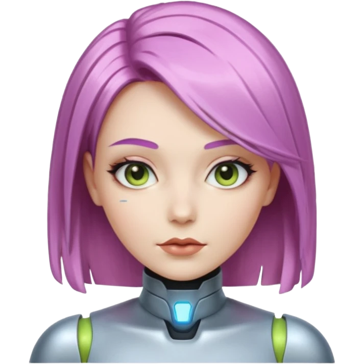 female different hair color metalic robot emoji