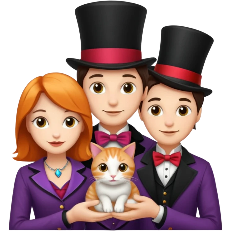 magician couple and their pet cat emoji