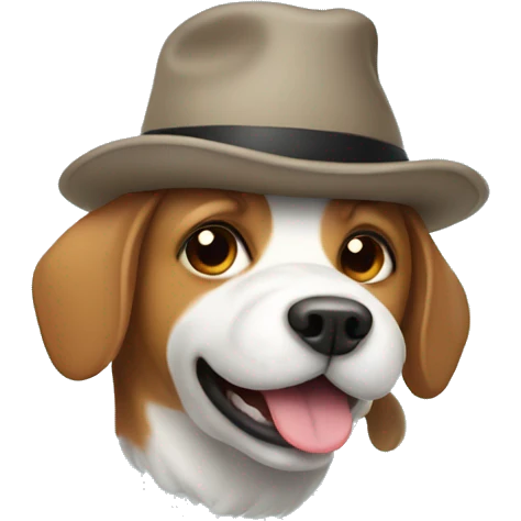 a dog with a hat and a fart cloud emoji