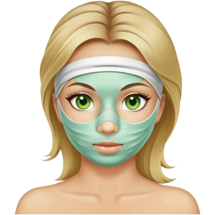 girl with green eyes and dirty blonde hair with a facial mask at a spa emoji