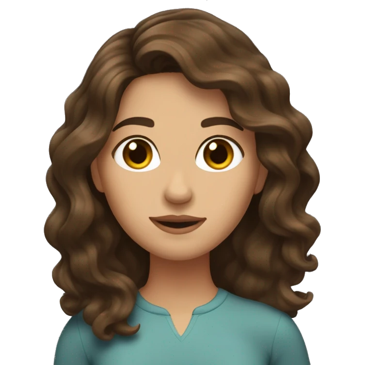 Brunette girl with brown hair with waves at the end of her hair emoji