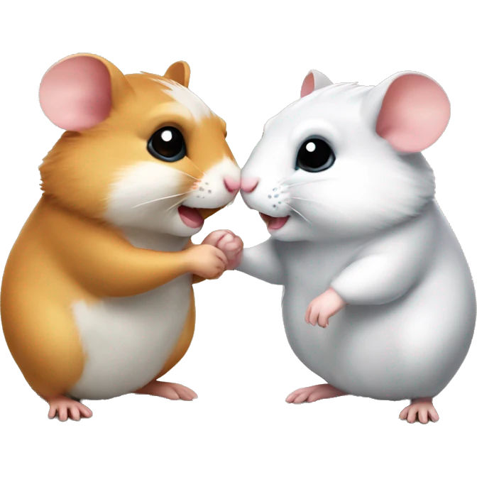two hamsters giving handshake  emoji