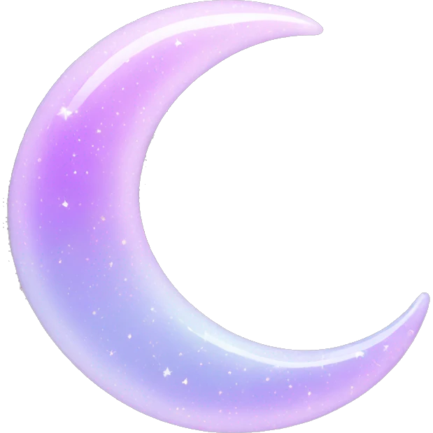 Sparkly glossy Pastel lilac-gradient crescent emoji