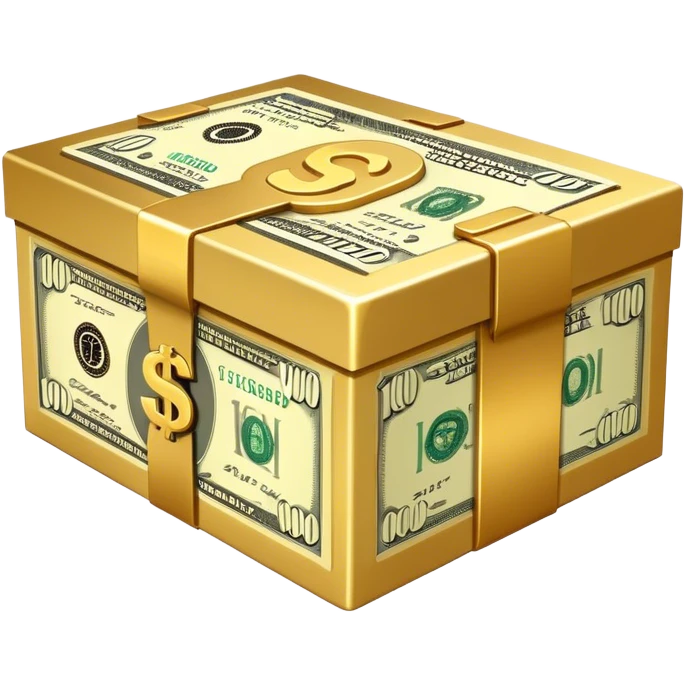 A box featuring a $100000 bill design emoji