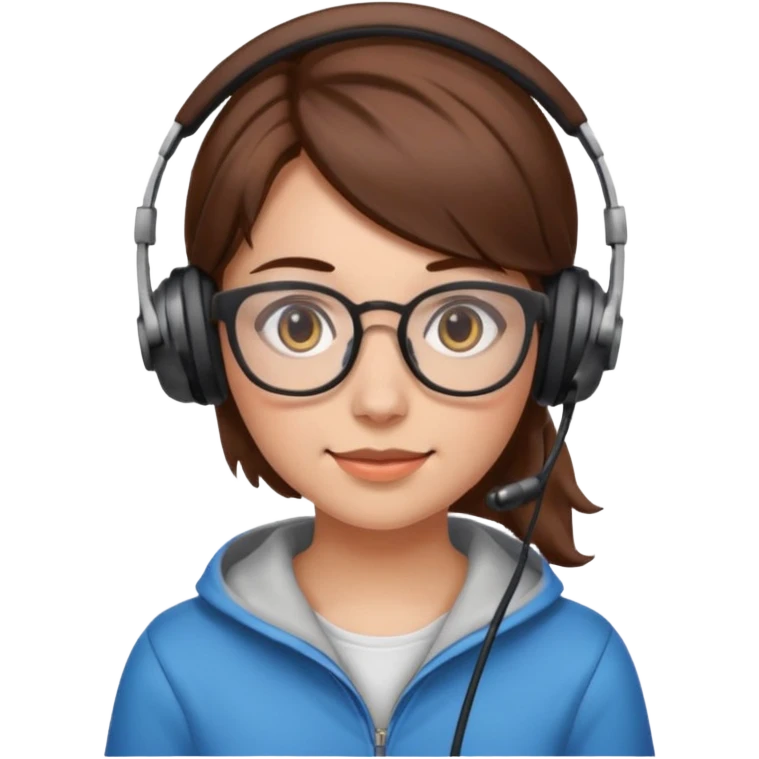 gamer girl with glasses, brown hair emoji