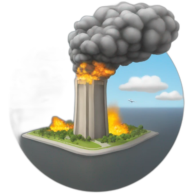 towers blowing up by plane emoji