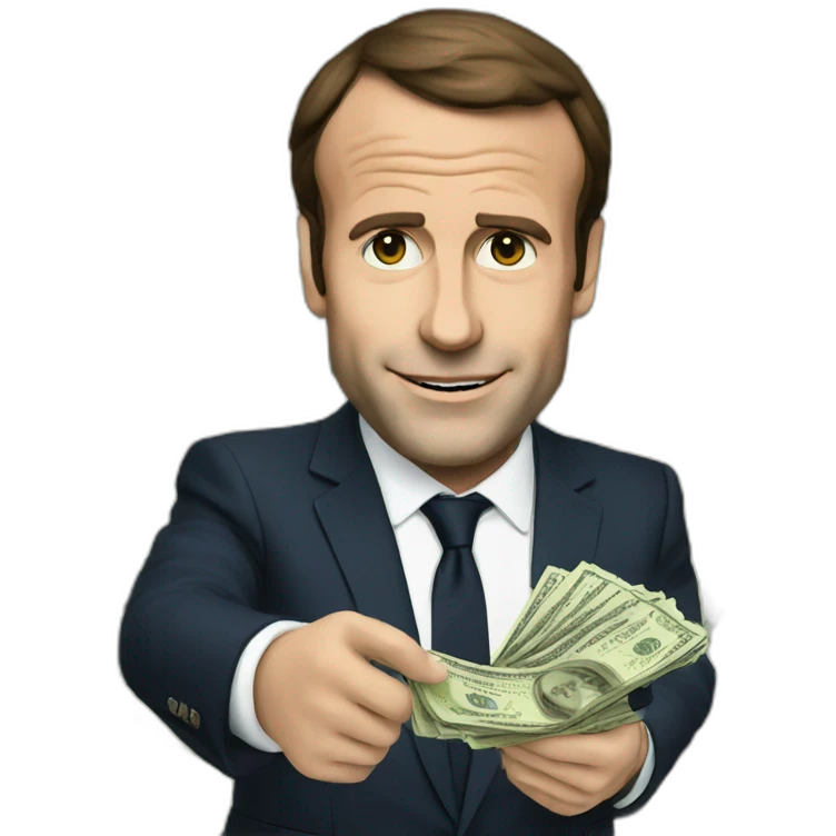 Macron is holding money emoji